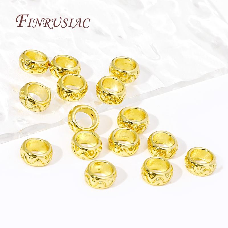 18K Gold Plated Large Hole Metal Beads,Round Spacer Beads,Bracelet Beads High Quality DIY Jewelry Accessories