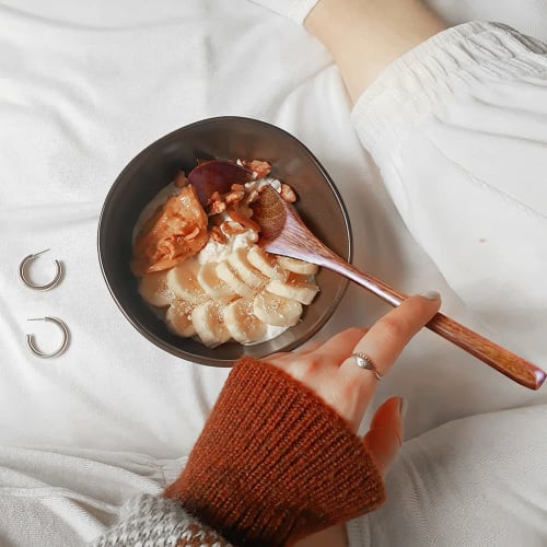 AOOSY Spoon Set of 5, 22cm, Natural Wood Spoons, Carved from Blocks of Wood, No Glue, Natural Lacquer Spoons, Bento Box, Dining Room Use, Salad, Curry