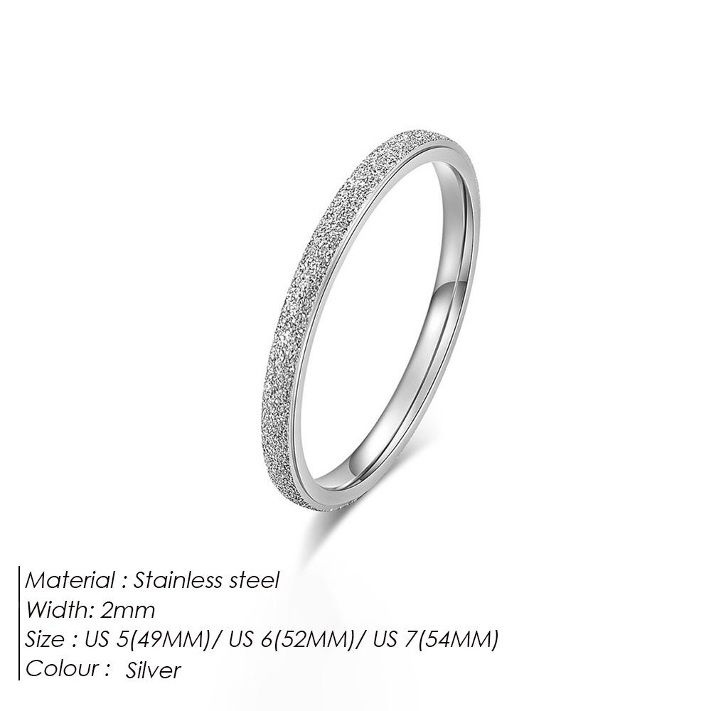 eManco High Quality Simple Scrub Stainless Steel Women  s Rings 2/3/5MM Width Gold Color For Girl Jewelry 5