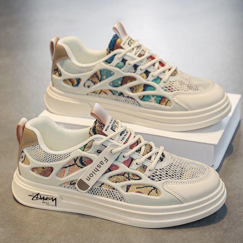 

Men s board shoes 2024 winter new breathable casual low-top trendy shoes youth sports fashion platform versatile men s shoes 44 бежевый