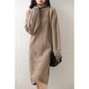 Women's Heavyweight Cashmere Turtleneck Dress - Autumn/Winter Thick Mid-Length Wool Knit, Loose Fit, Plus Size Base Layer