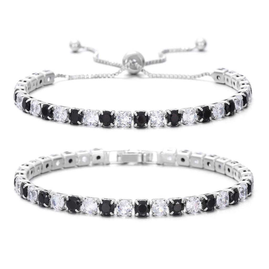 Iridescent Zircon Tennis Bracelet Set - White Gold Plated Fashion Jewelry