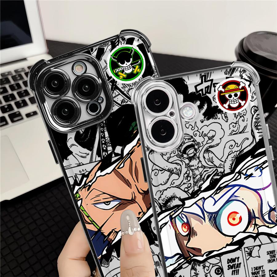One Pieces Luffys Zoro Plating Phone Case For iPhone 17 17e 16e 16 15 14 13 12 11 Pro Max XSMax Mini Air Plus Anti-Fall Airabag