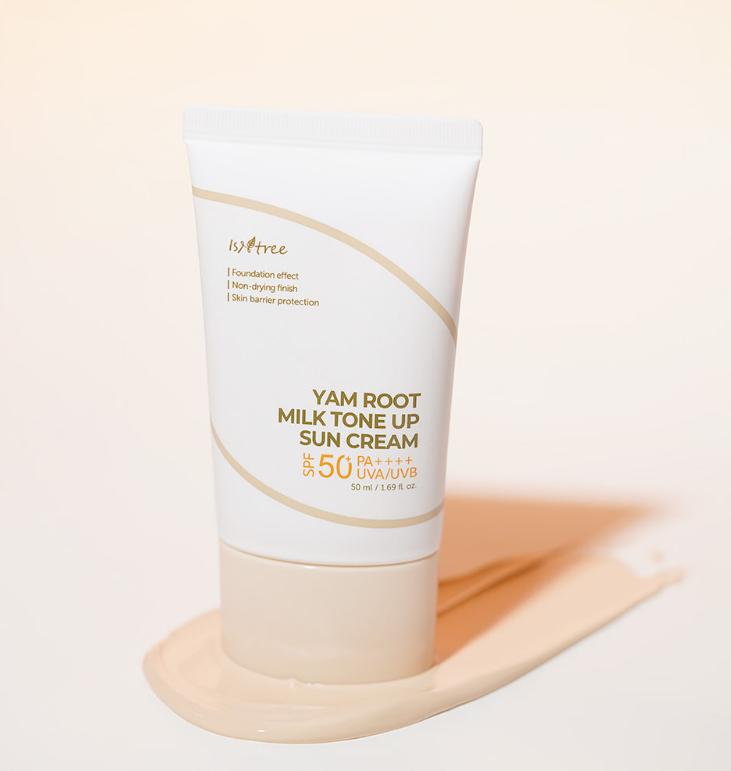 ISNTREE Yam Root Milk Tone Up Sun Cream 50ml | Vegan SPF50+ Brightening Sunscreen