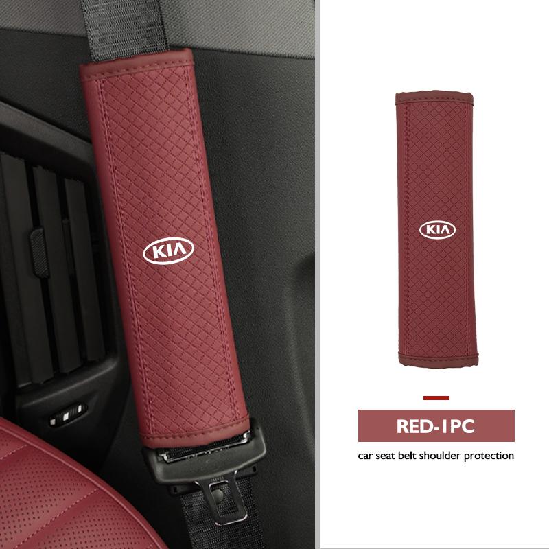 AQH1  For KIA Car Safety Belt Shoulder Protector Pad Leather Seat Belt Cover Accessories K5 K2 Rio Optima Sportage Venga Sorento