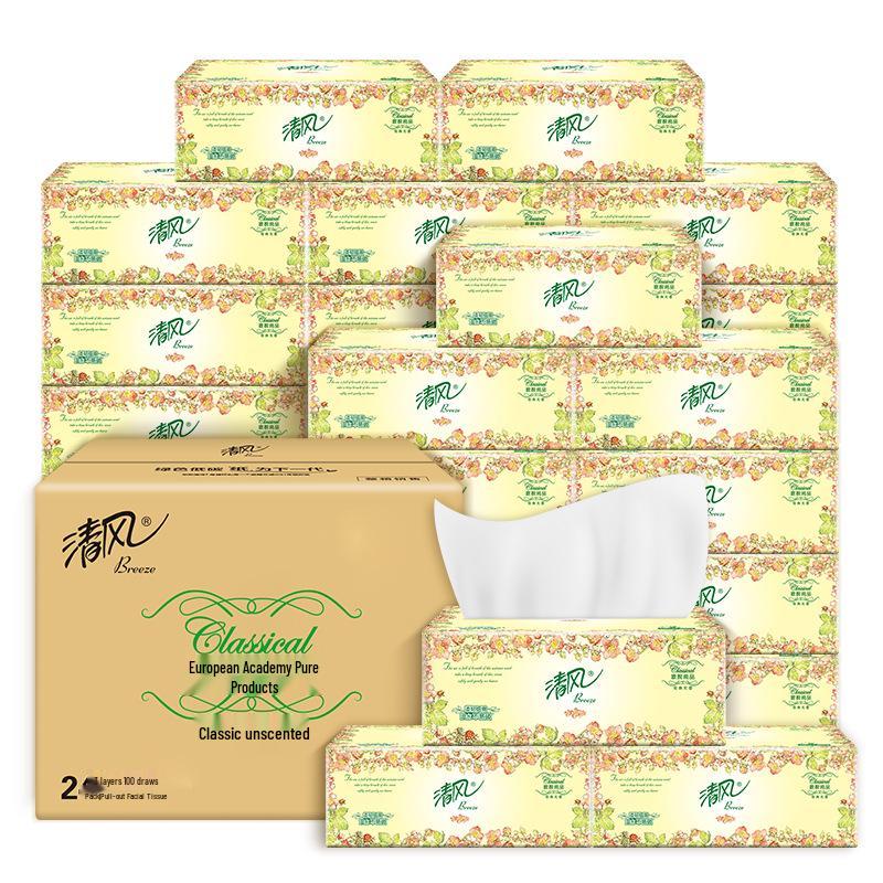 Qingfeng 4-lagers ansiktsservetter, 80 ark per förpackning, 20-pack värdeförpackning för hushållsbruk