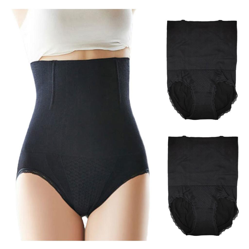 Willmatch Girdle Tummy Tightening and Pelvic A494 Women's High-Waisted Panties, 2-Piece Set, Correction, (3XL, Black)