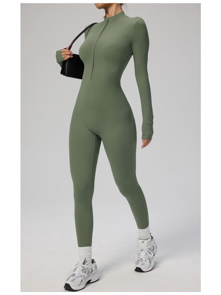 Manyi Zipper Nude Long Sleeve Yoga & Fitness Jumpsuit 8306