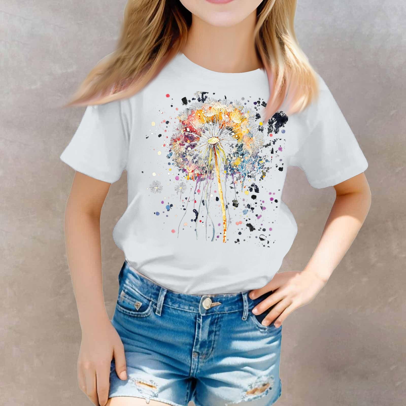 

Футболка с короткими рукавами и круглым вырезом для девочек в стиле кэжуал 110 белый