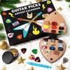 Guitar Picks Advent Calendar 2025 24-Day Countdown with 20 Guitar Picks 2 Oud Picks Faux Leather Pick Holder Metal