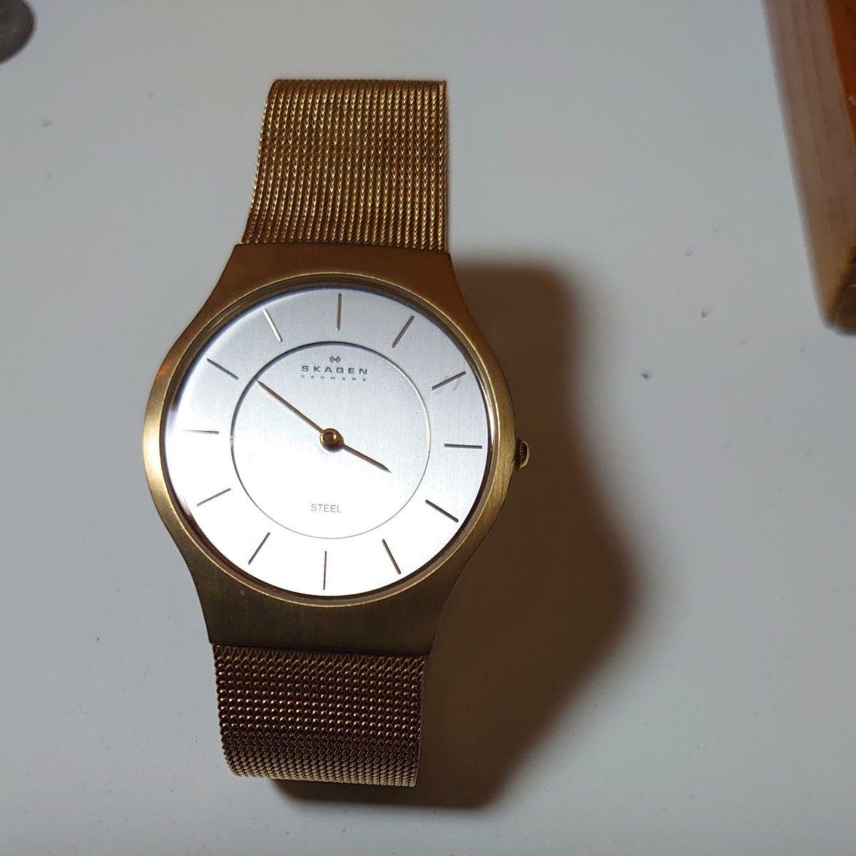 Used SKAGEN DENMARK STEEL Skagen watch gold mesh band
