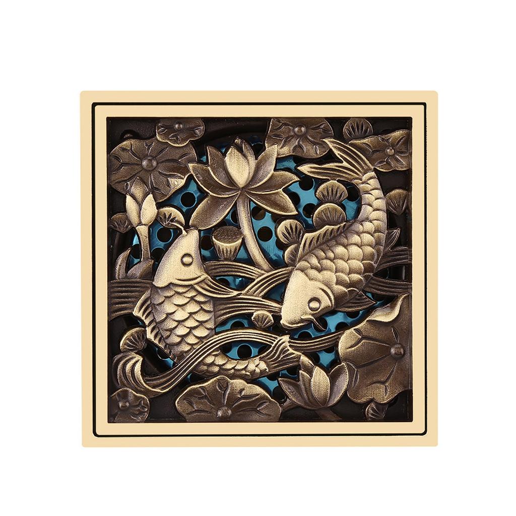 Antique Brass Square Floor Drain with Strainer Bathroom Washroom Drainage & Clean Accessories