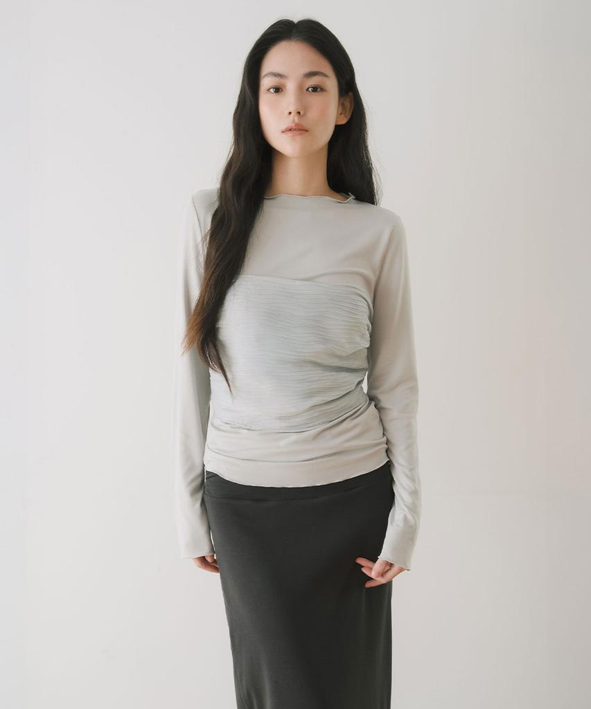 Ieoning Mock Neck Long Sleeve Top, Light Gray