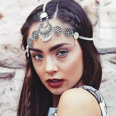 Cikánský Turecký Bohémský Čelní řetízek Indické Vlasové Šperky Kmenový Čelní Tanec Svatba Vlasové Doplňky Boho Čelenka Ozdoby hlavy