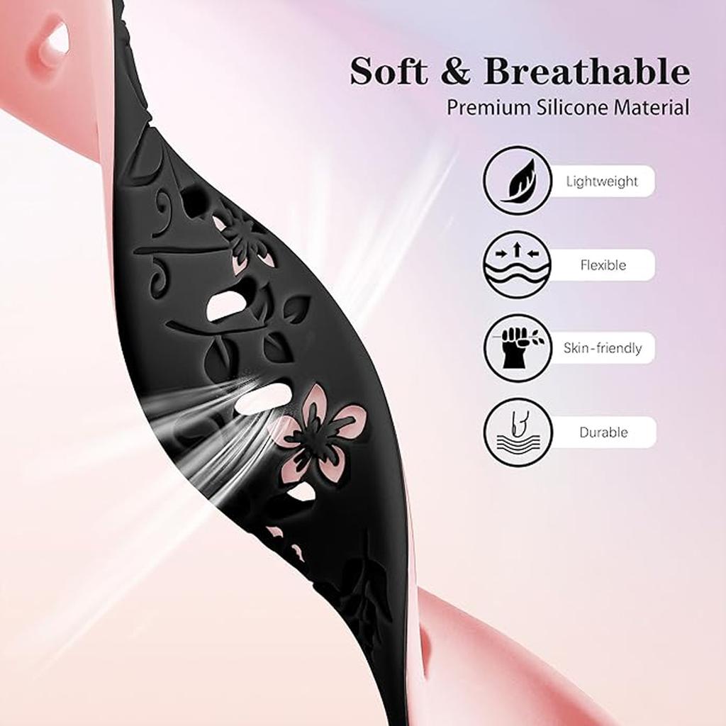 Women Silicone Flower 3D Engraved Strap for Huawei Band 10 9 8 Breathable Comfortable Bracelet Wristband for Huawei Fit4 Fit3 Fit2 Correa Accessories