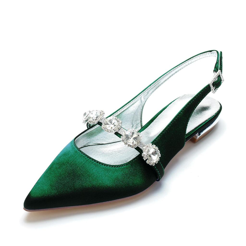 Pointed single shoes women's summer maternity shoes low heel four seasons large size women's shoes spring and autumn satin rhinestone single shoes