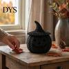 Binnen Oogst Seizoensdecoratie Nep Rotan Halloween Pompoen Beeldje, Zwart Hars Beeld met Heks Veelzijdig Entree Ornament Hoed, Rustiek