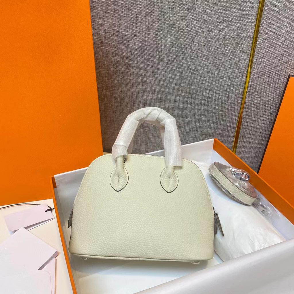 Kann mit Shell Bag Lychee Muster Togo Rindsleder Einzel Schulter Diagonal Kreuz Hand-gehalten Leder Frauen Stil Mode Klassische Frauen Stil beschriftet werden