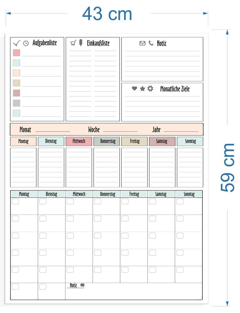 Magnetischer Planer Für Den Kühlschrank - Kalender & Aufgaben-Tafel + Stift Und Einkaufslisten-Notizblock Mit Magnet