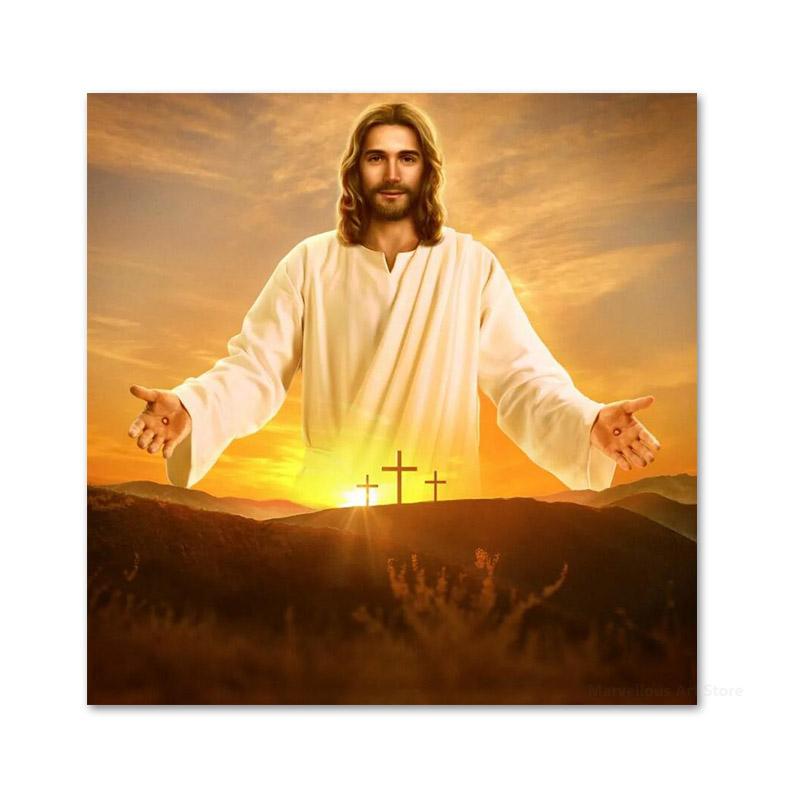 

Картина на холсте с изображением Бога, христианство, Иисус, постеры и принты, современные настенные картины для спальни, гостиной, украшения дома, подарки 40x40cm No Framed