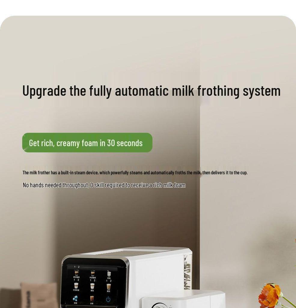 Compact Home Coffee Machine, Dual Hot/Cold Extraction, One-Button Operation, Smart Milk Frother, Fully Automatic