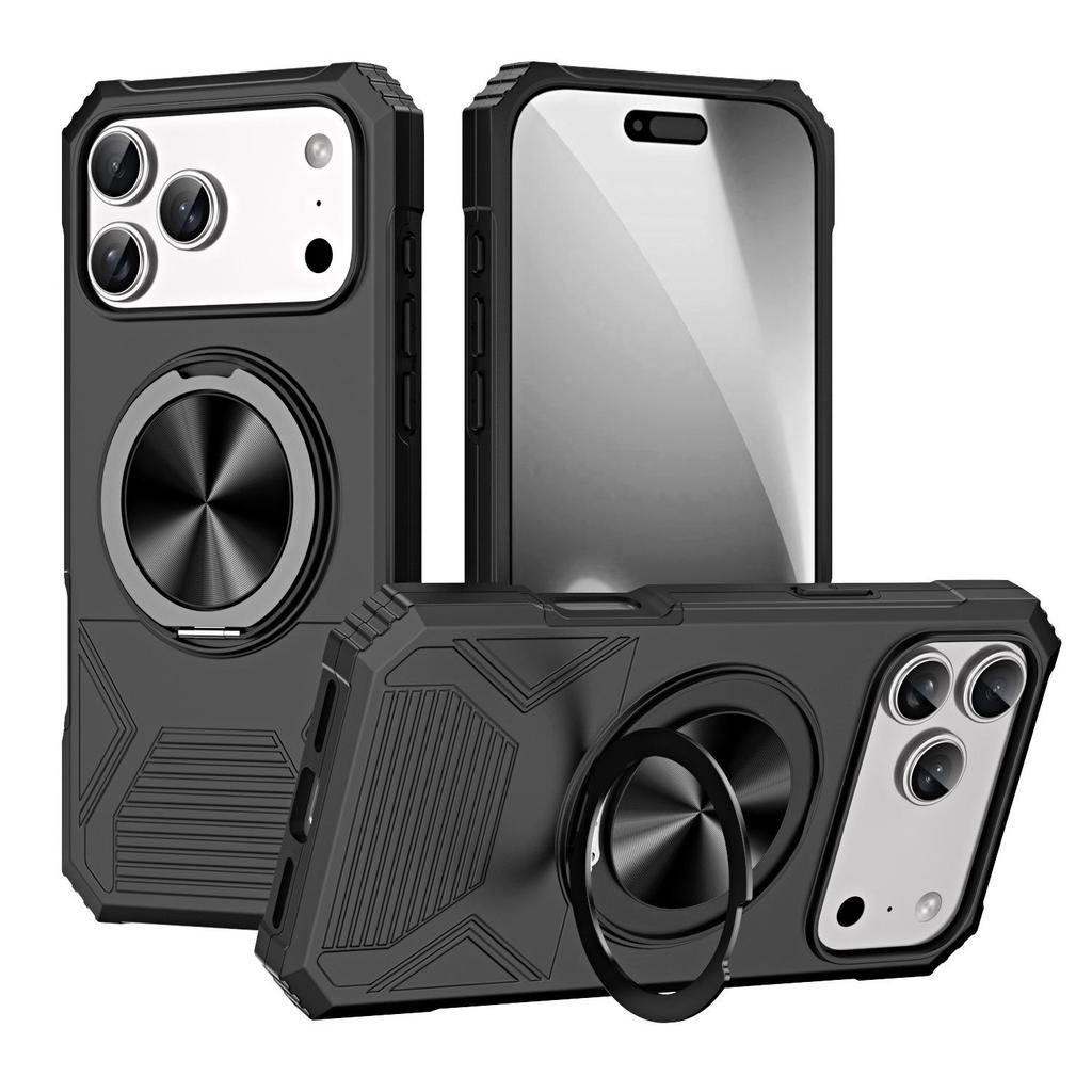 iPhone 17 Pro Max Drop-Proof Magnetic Case with 360° Rotating Ring Stand