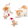 Kitten Toy Soft Comfortable Cartoon Increase Appetite Clear Stomach Teeth Cleaning Long Lasting Christmas Hat Gingerbread Man Cat Plush Toy for Home