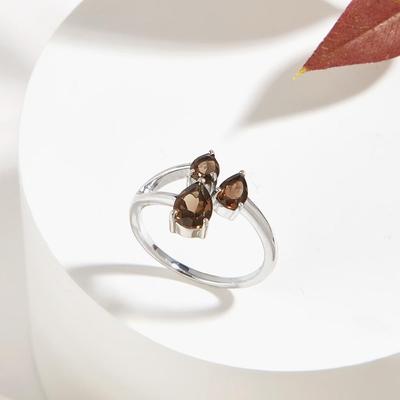 Wunderschöner Designer-Ring für Damen, S925-Silber, natürlicher rauchiger Edelstein, Anime-Mode, edler Schmuck, Geburtstagsfeier, ausgefallenes Geschenk
