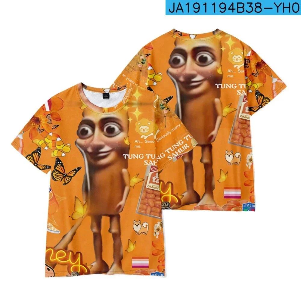 2026 Nowa Moda Tung Tung Tung Sahur Włoski Brainrot Kreskówka Nadruk T-shirt Zabawny Dziecięcy T-shirt Codzienny Casual Unisex Góry
