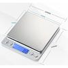Compact, precision digital scale with 0.1g increments, weighs up to 3kg, includes Japanese instruction manual and two weighing trays