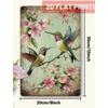 Vintage Hummingbirds Metal Wall Art Rustic Floral Decor 8x12 Inch Canvas
