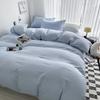 Solid Bed Linen Cotton Bedding Set with Sheet Duvet Cover Pillowcase Single Couple Bedsheet King Queen Double Twin Size