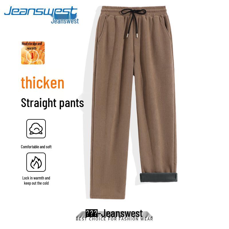 Jeanswest Men's Winter Fleece-Lined Straight-Leg Corduroy Pants