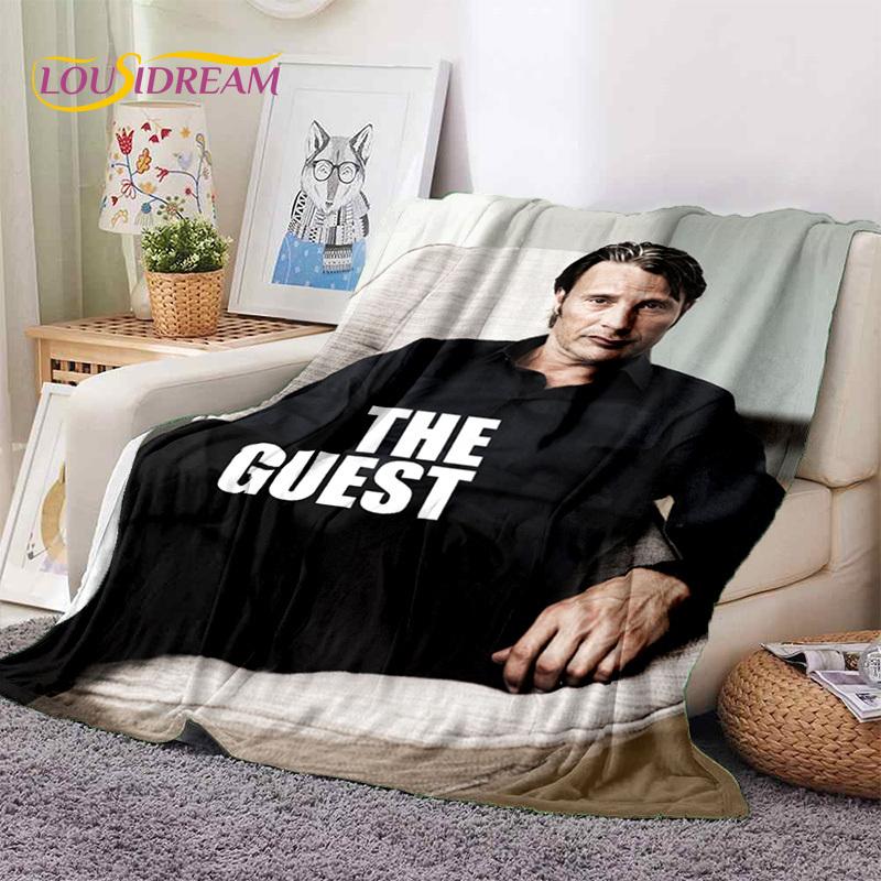 Mads Mikkelsen 3D Schauspieler StarSoft Decken, Warm halten Überwurfdecke Bequeme Decke für Picknick Betten Sofa Zuhause Schlafzimmer Geschenk Kind