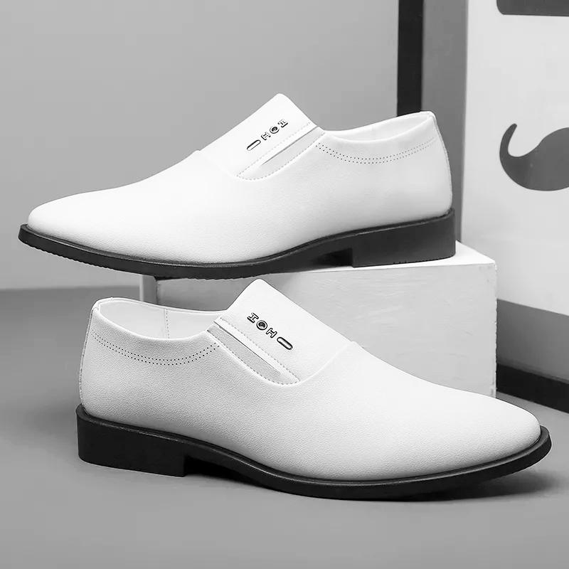 Fashion Handmade Casual Leather Men's Loafers Elegantes Dress Shoes Wedding Slip on Flats Pointed Toes Shoes Versatile Business Footwear