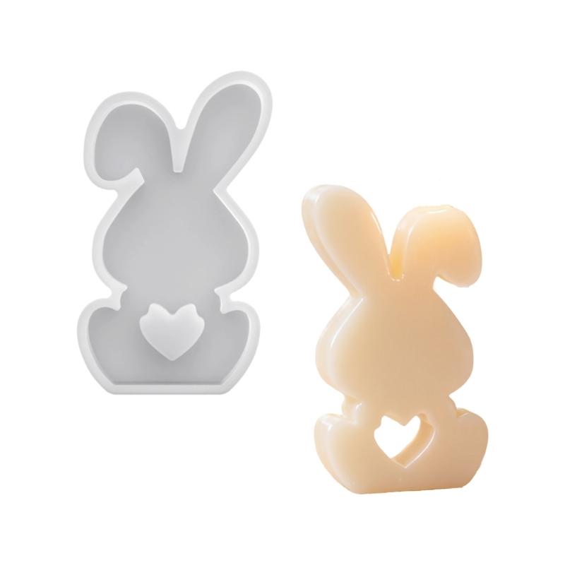 Rabbits Shaped Silicone Mould Heat Resistant Easy Cleaning Detailed Easters Candle Making Supplies 1