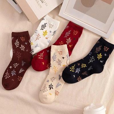 Women Fashion Prints Navy Ethnic Vintage Crew Socks Elastic Cotton Knitting Women Socks Japanese Styles Sweet Girls Kawaii Socks