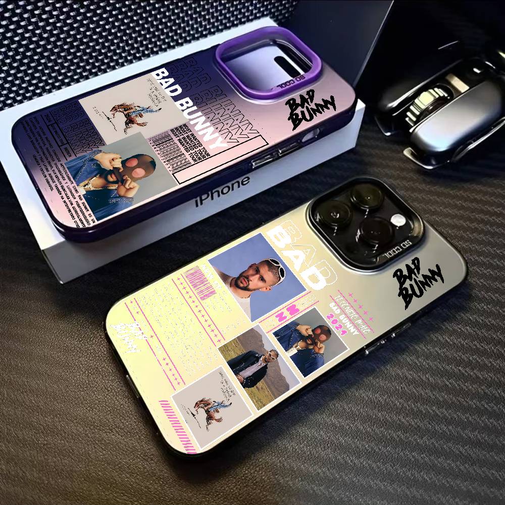 B-Bad Bunny Art Album Etui na Telefon Dla iPhone 17 16e 16 15 14 13 12 11 mini Pro Max X XR XSMAX 8 7 Air Plus Przeciwupadkowe Matowe Pokrowiec