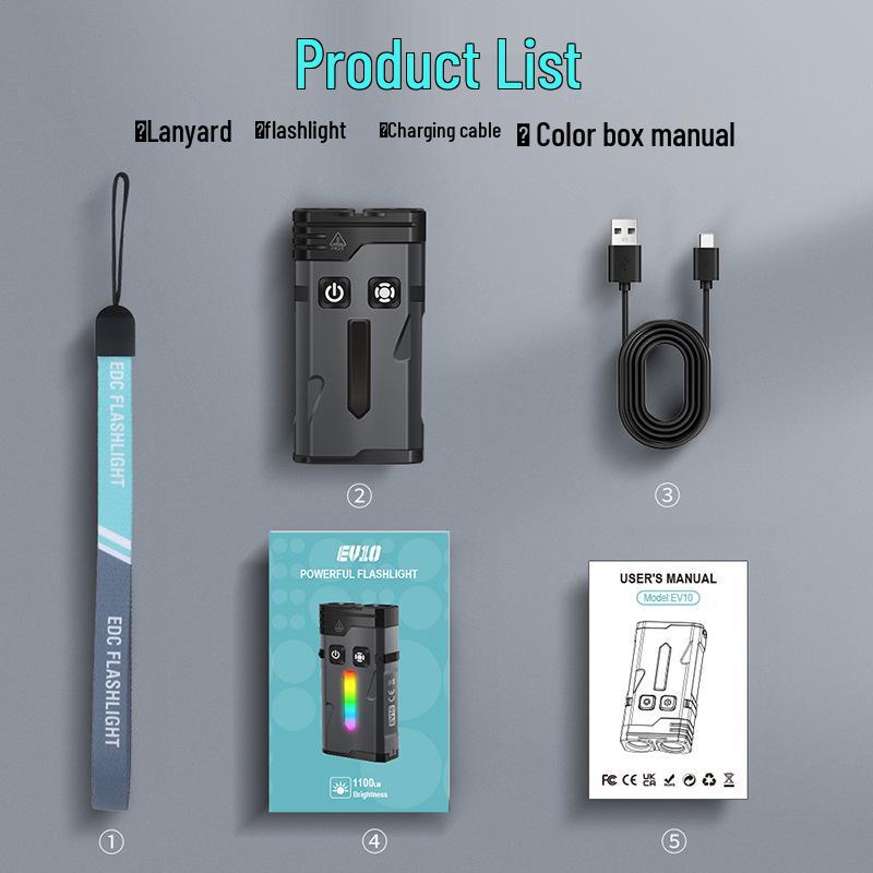 EDC RGB Mini Flashlight: High-Intensity, Long Battery, Quick Charge, Portable Emergency Keychain Light