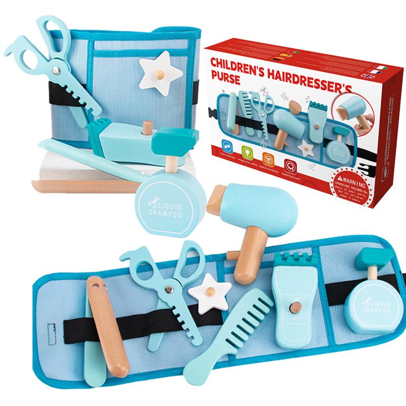 Wooden Pretend Play Makeup Set Beauty Salon Hair Stylist Toy Kit for Girls Educational Montessori Learning Toys for Kids Age 3+