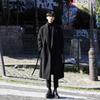 Cappotto di Lana Spesso in Cotone da Uomo Medio e Lungo Stile Britannico Ampio Allacciatura Colore Unico Collo Alto Cappotto Trench da Uomo