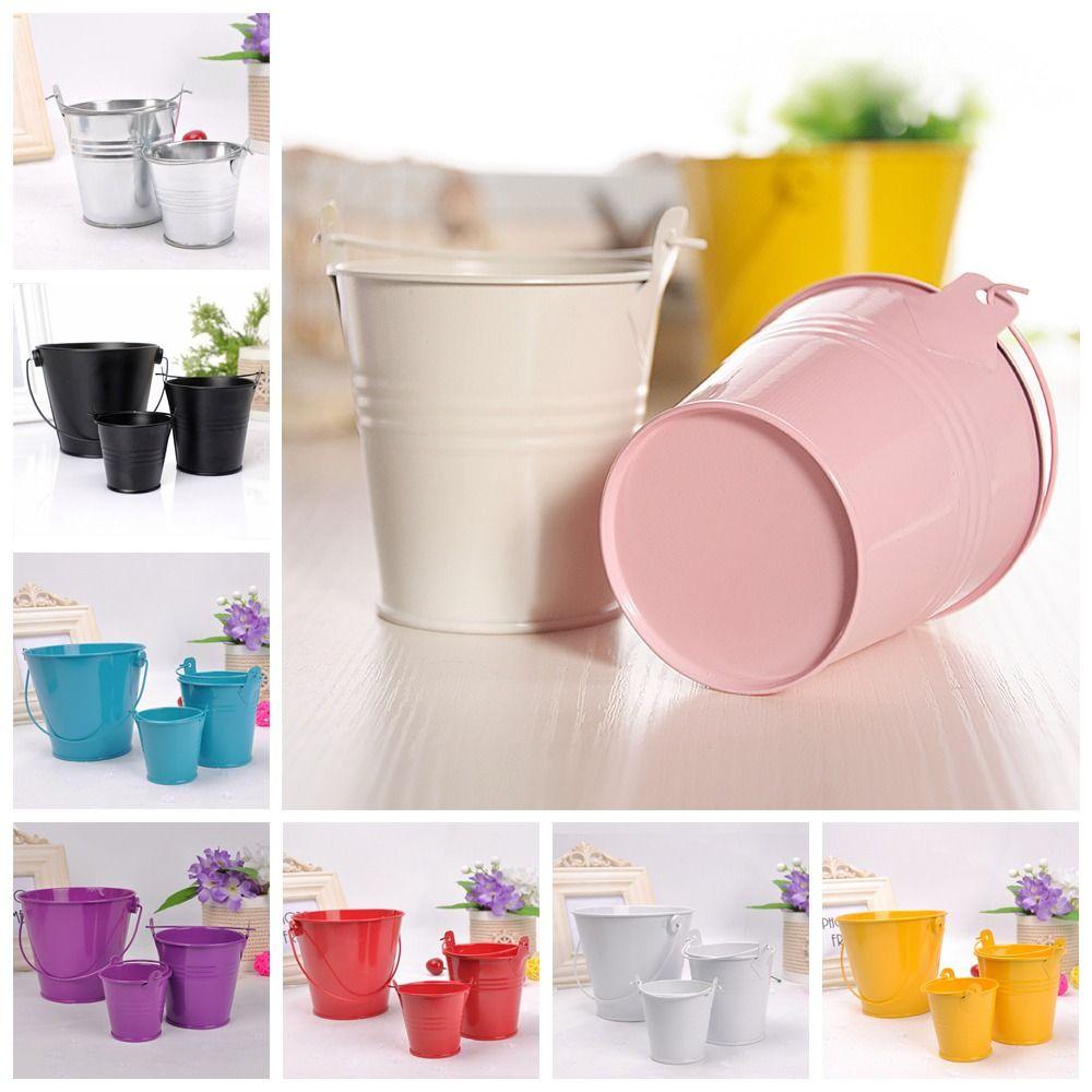 Blaszane Żelazne Doniczki Żelazny Hak Artystyczny Beczka na Kwiaty Miniatury Pastoralny Mini Blaszany Wiaderko na Wodę Doniczki na Sukulenty