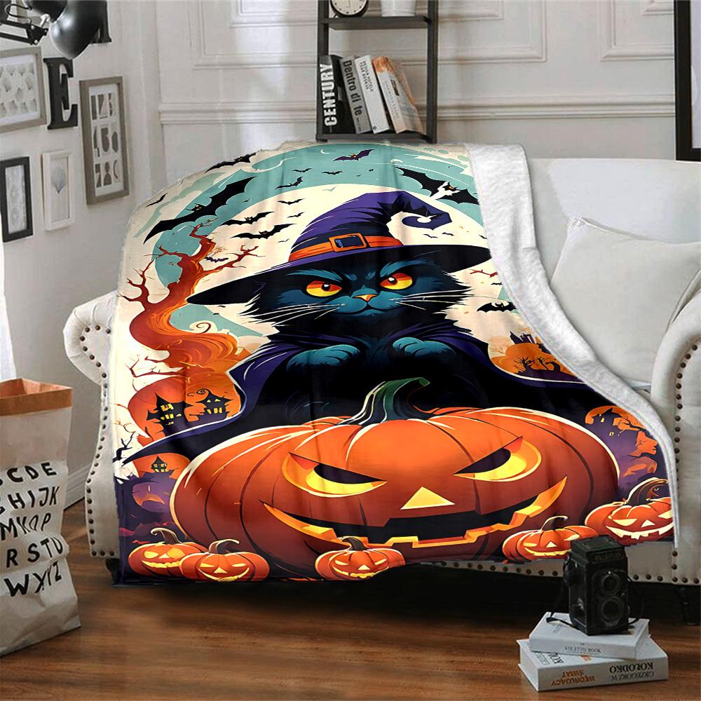 1 Stück Halloween-Katzen-Decke, Leichte Flanell-Kuscheldecke für Sofa, Bett, Reisen, Camping, Wohnzimmer, Büro, Couch089