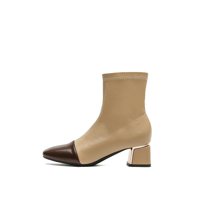 

Короткие сапоги женские зимние новые модные квадратные сапоги на высоком каблуке тонкие сапоги модные сапоги Мартин сапоги 39