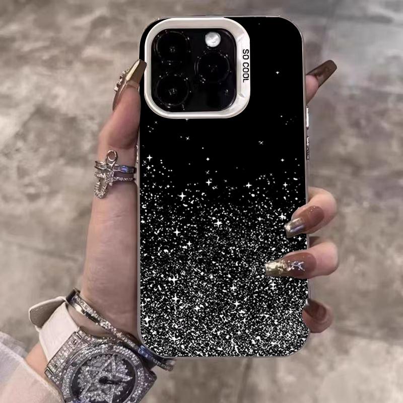 Dark Background Floral Pattern Electroplate IMD Phone Case For iPhone 16 15 14 13 12 11 Pro Max 16E 7 8 Plus X XS XR SE Cover