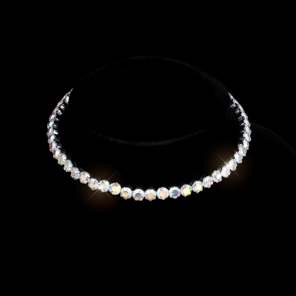 Bridal Diamond Collar Set Jewelry Full Diamond Crystal Necklace Earrings Bracelet Three-piece Set