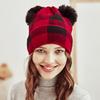 New spot autumn and winter hairball parent-child knitted hat, plaid mother baby Christmas warm hat