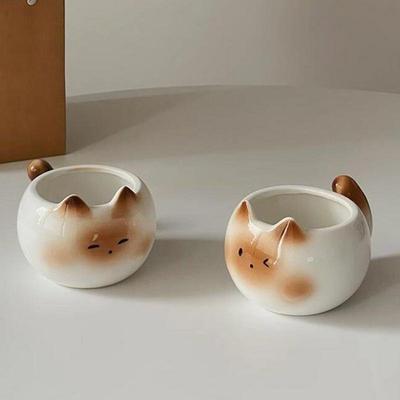 Cat Tea Mug Kitten Coffee Mug Tea Cup Cute Water Tumbler Large Caliber Drinking Cup Cappuccino Cup Coffee Tea Milk Mug Water Cup