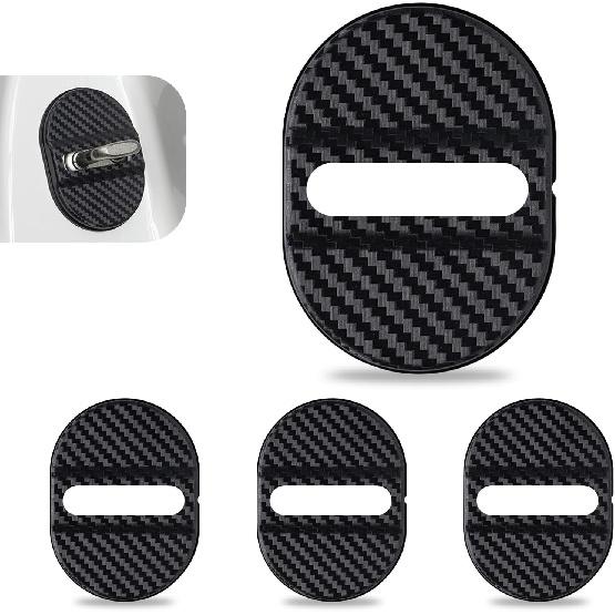 Car Door Latches Cover, Carbon Fiber Silicone Car Door Latch Covers, Automotive Door Lock Protection Decoration Accessories, Universal For Most Cars