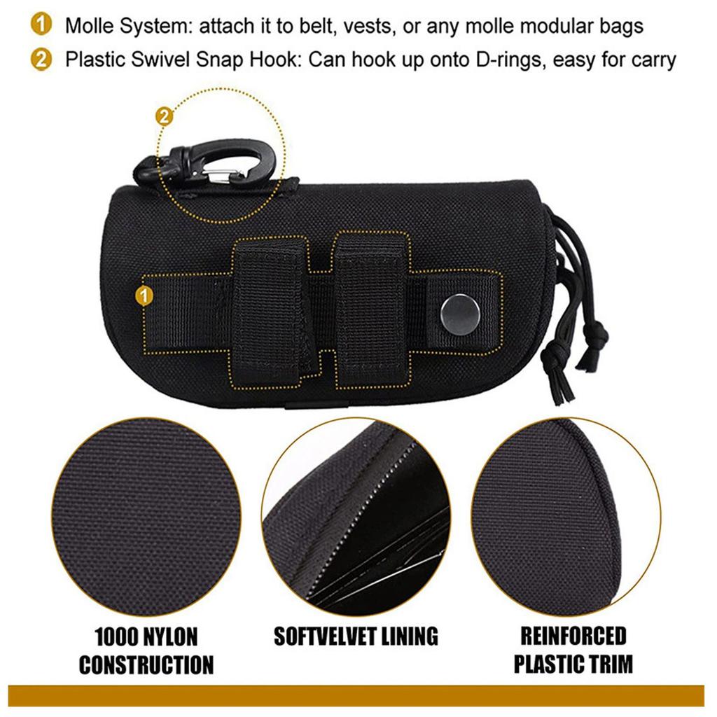 Sunglasses Carrying Case Shockproof Nylon Eyeglass Pouch Portable Multifunctional Glasses Bag for Outdoors